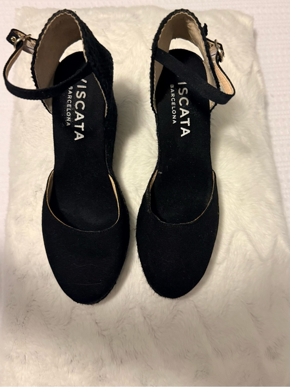 Viscata Barcelona Black Ankle-Strap Wedge Espadrilles